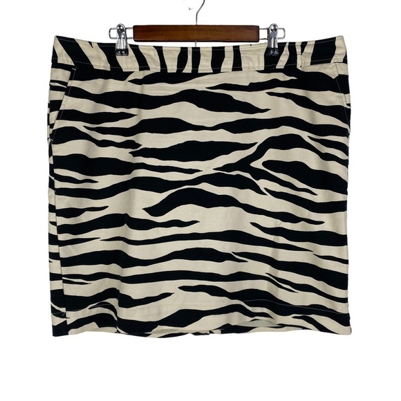 Merona Stretch Tiger Striped Mini Straight Pencil Skirt Women's 18 Tan Black - Picture 1 of 9
